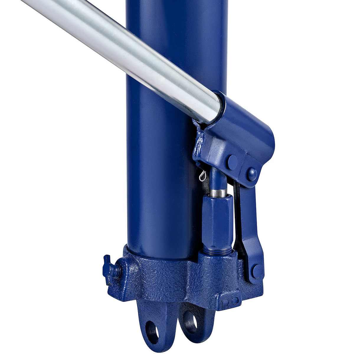 hydraulic long ram jack, 8 tons/17363 lbs capacity, with single piston pump and clevis base, manual cherry picker with handle, for garage/shop cranes, engine lift hoist, blue