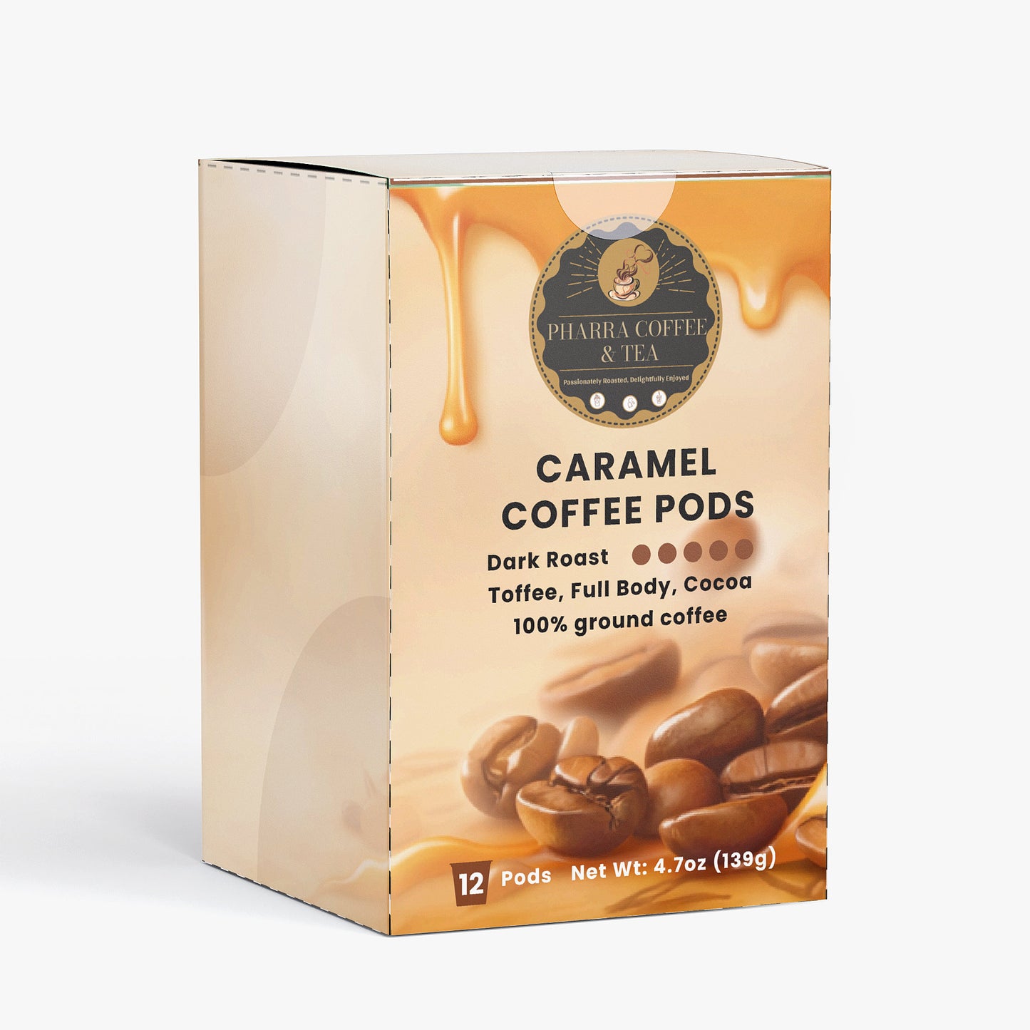 caramel coffee pods (dark roast)