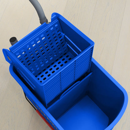 Mop Bucket with Wringer, Mop Bucket on Wheels for Floor Cleaning, 21 Quart, Separate Dirty and Clean Water, Blue