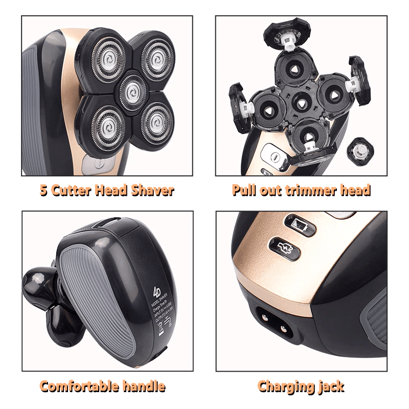 5-in-1 rotary electric shaver 4d rechargeable bald head hair beard trimmer razor