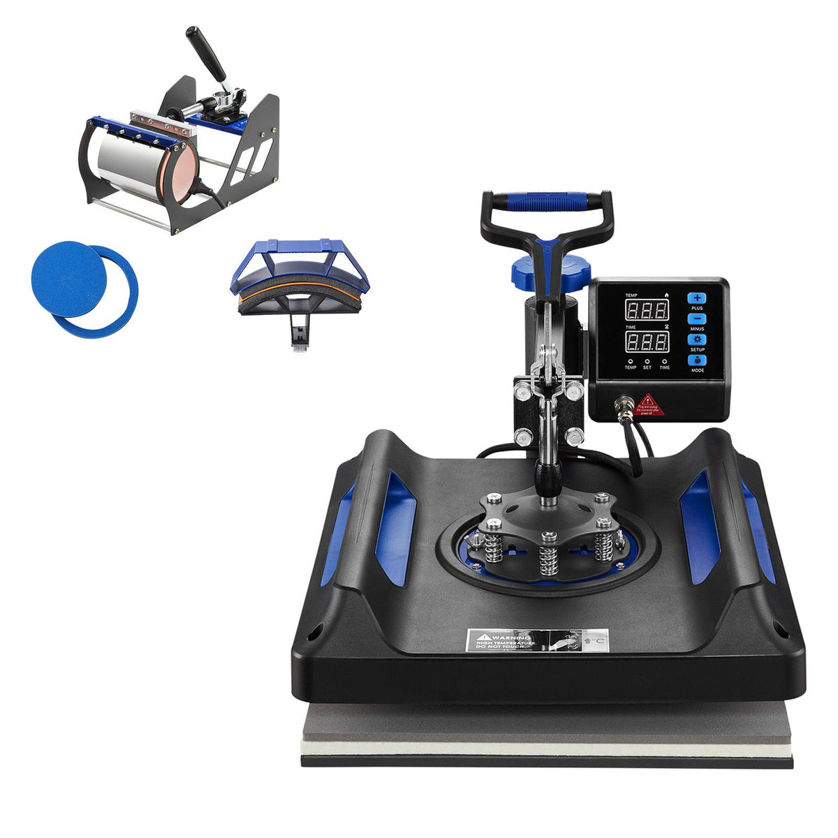 heat press machine 8 in 1 combo, heat press 15x15 in, swing away t shirt printing machine digital control, multifunction transfer machine sublimation, for t-shirt hat cap mug plate