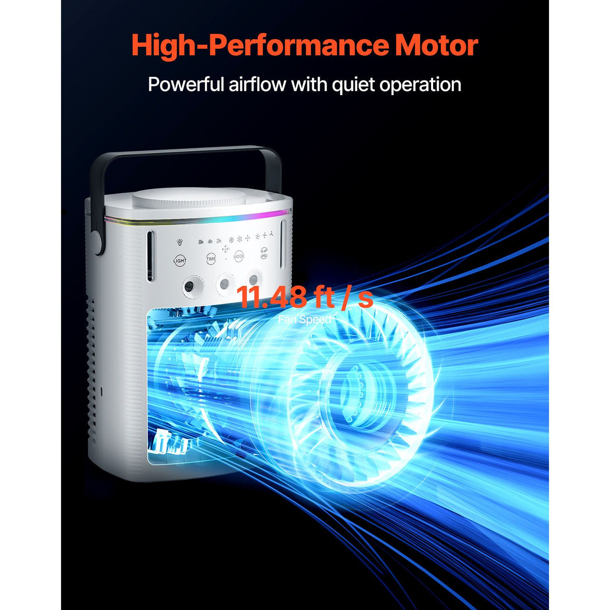 portable air conditioner, 4-in-1 evaporative air cooler with remote control, 3-speed mini air conditioner with timer, 3 mist levels, 1l water tank, 120° oscillating mini ac fan for