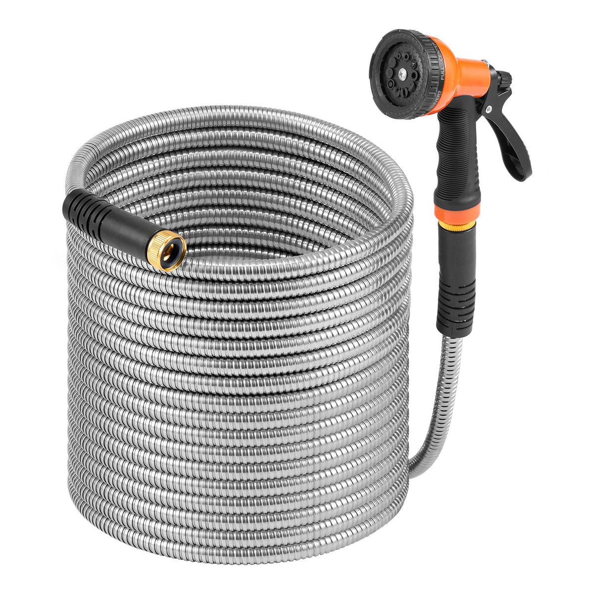 Metal Garden Hose 100 ft, Rust Proof Stainless Steel Water Hose, Heavy Duty Backyard Hose with 10 Function Nozzle, No-Kink & Flexible Water Pipe, Lightweight Metal Hose for Yard, O