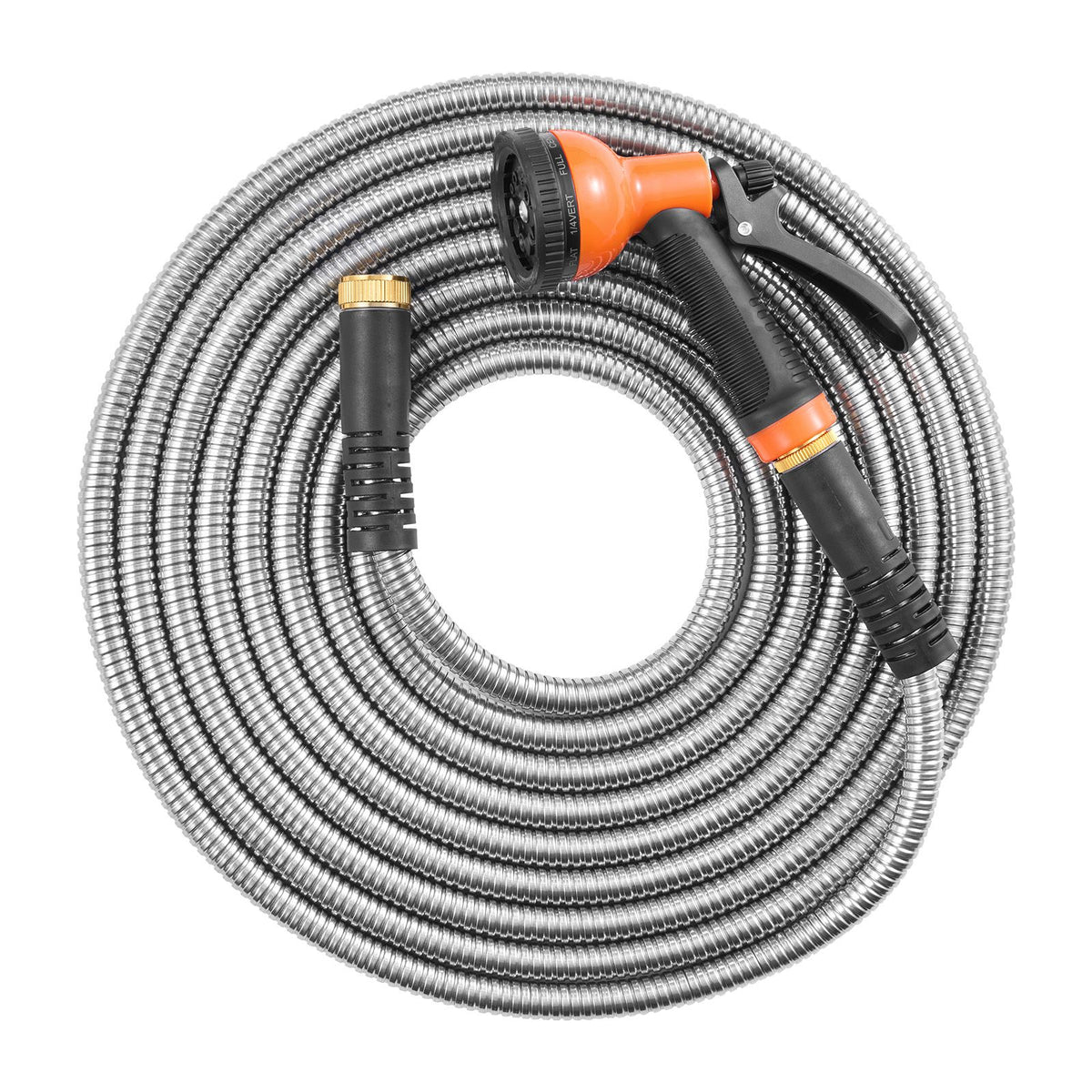 Metal Garden Hose 100 ft, Rust Proof Stainless Steel Water Hose, Heavy Duty Backyard Hose with 10 Function Nozzle, No-Kink & Flexible Water Pipe, Lightweight Metal Hose for Yard, O