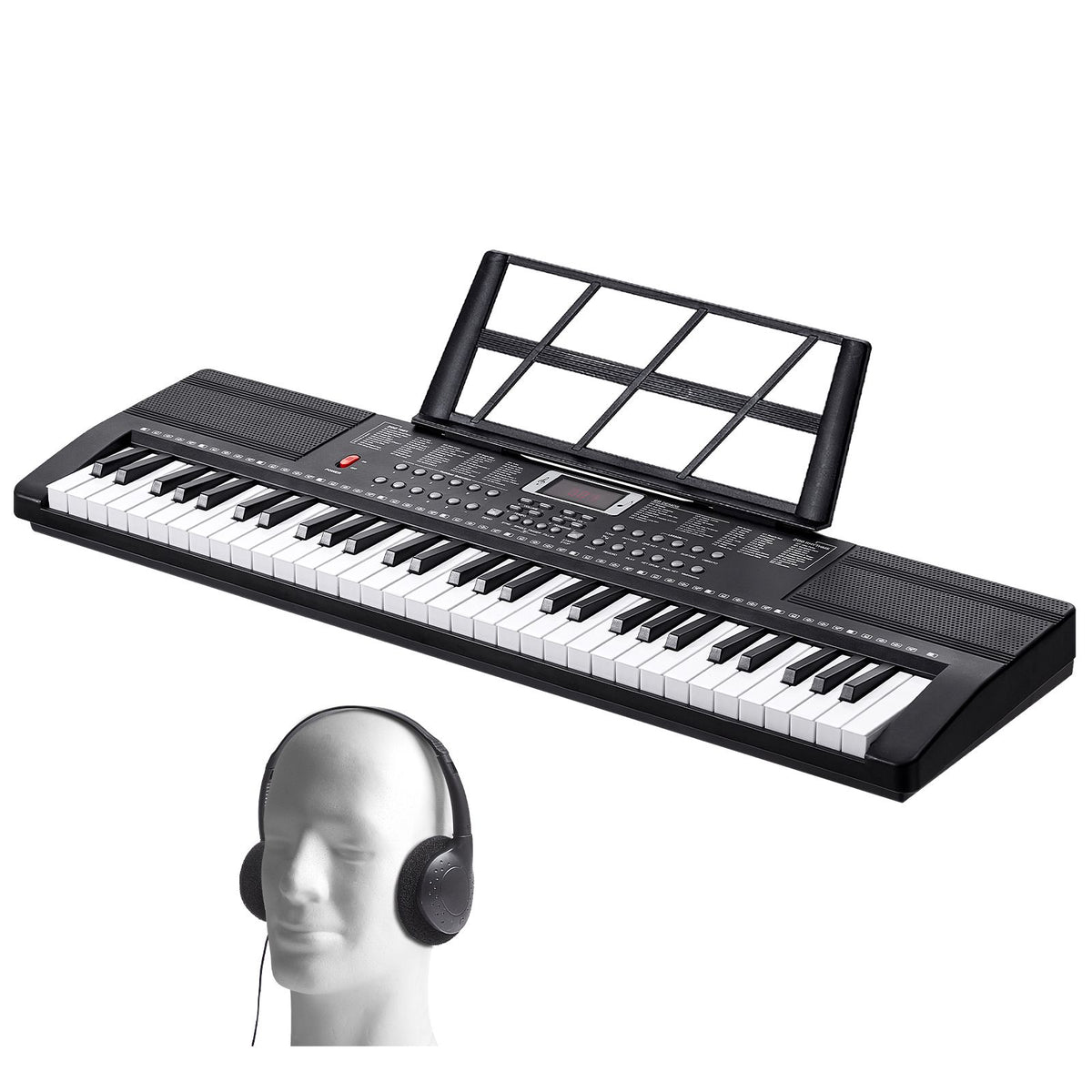 61 Key Digital Keyboard Piano, 200 Tones 200 Rhythms, Electric Portable Piano Keyboard Kit with 60 Demo Songs Built-In Dual Speakers Headphones, Piano Stickers for Beginners Learni