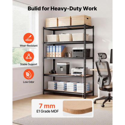 Storage Shelves, 5-Tier Adjustable, 3000 lbs Capacity, Heavy Duty Garage Storage Shelving Unit, Metal Utility Rack Shelf, for Garage Workshop Warehouse Basement, 48.35" W x 24.37" D x 71.38" H