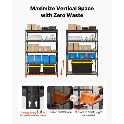 Storage Shelves, 5-Tier Adjustable, 3000 lbs Capacity, Heavy Duty Garage Storage Shelving Unit, Metal Utility Rack Shelf, for Garage Workshop Warehouse Basement, 48.35" W x 24.37" D x 71.38" H