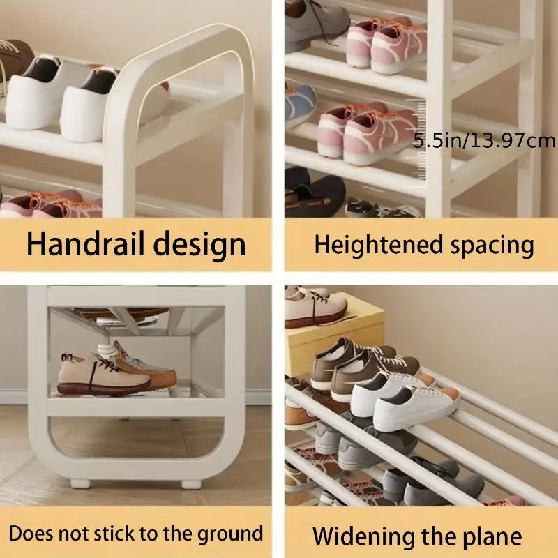 5-tier metal and plastic shoe rack organizer – space-saving narrow floor shoe storage shelf, durable multi-layer iron design, no wood, easy assembly, ideal for entryways, dorms, an