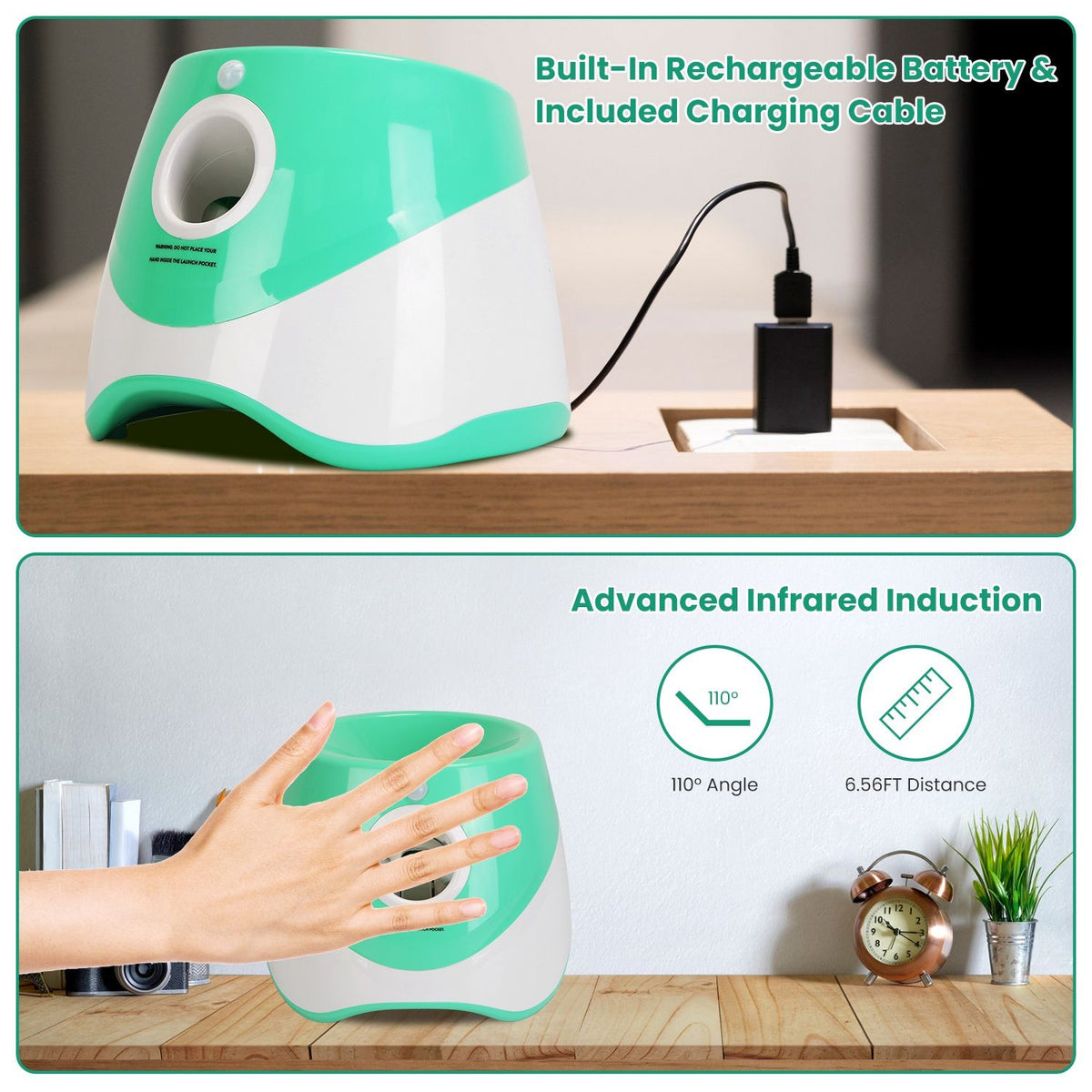 automatic dog ball launcher included 6 tennis balls dog with 3 adjustable launch distance interactive ball thrower fetch machine for small medium dogs