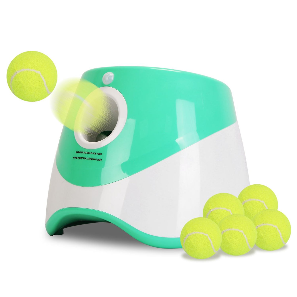 automatic dog ball launcher included 6 tennis balls dog with 3 adjustable launch distance interactive ball thrower fetch machine for small medium dogs
