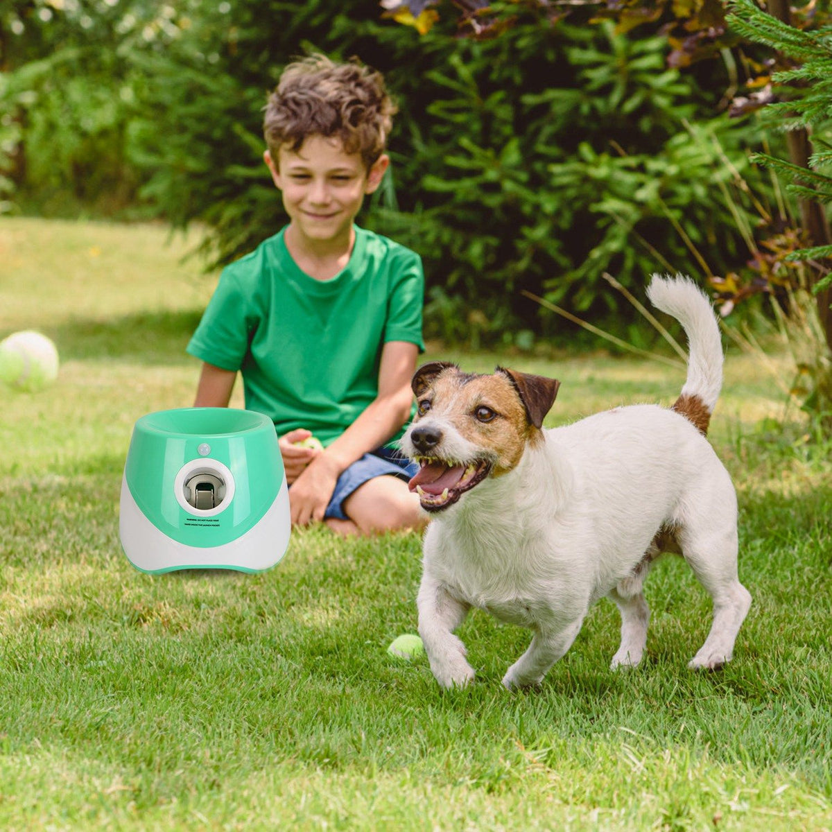 automatic dog ball launcher included 6 tennis balls dog with 3 adjustable launch distance interactive ball thrower fetch machine for small medium dogs