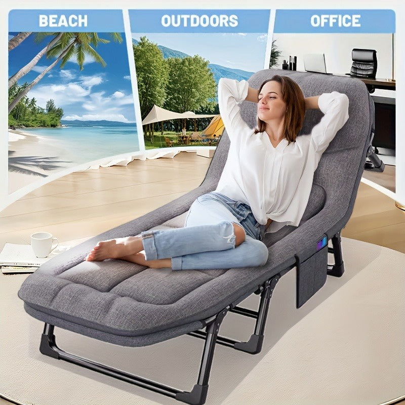 1-pack American style patio folding bed, outdoor patio furniture, comfortable ergonomic single recliner, patio chaise folding bed with mattress, garden, patio furniture, portable p