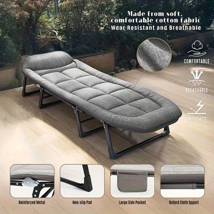 1-pack American style patio folding bed, outdoor patio furniture, comfortable ergonomic single recliner, patio chaise folding bed with mattress, garden, patio furniture, portable p