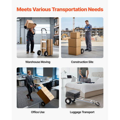 Hand Truck, 500 lbs Load Capacity, Heavy-Duty Hand Truck Dolly with Non-Slip Wheels & Handle, Aluminum Alloy Portable Trolley Dolly with Tie-down Strap for Moving Home, Office, Warehouse
