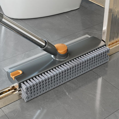 Scrub Brush with Long Handle, Floor Scrub Brush Squeegee Broom for Cleaning, 3 in 1 Shower Scrubber Floor Broom Squeegee for Concrete Tile Wall Deck Patio Grey