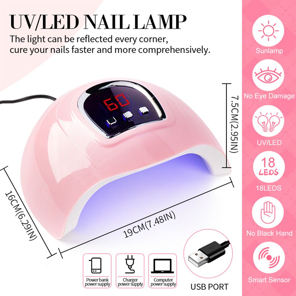 gel nail kit with uv led lamp, base & top coat, 20+ gel polish colors, nail art tools & decorations, diy manicure starter set