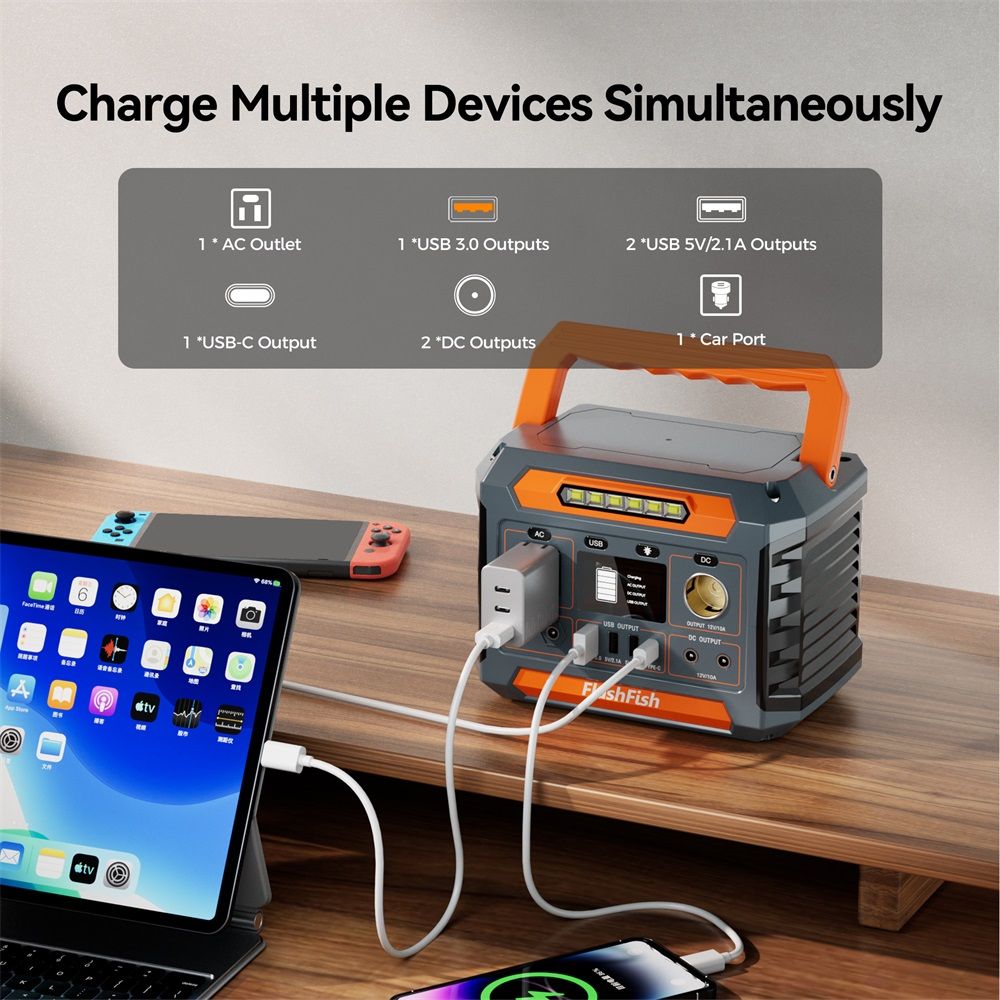 Flashfish P66A 200W Solar Generator &Foldable Solar Panel, Portable Power Station Battery Pack with AC/USB/DC Output, 144.3Wh with Multiple Adapters for Camping, Gift Home Emergenc
