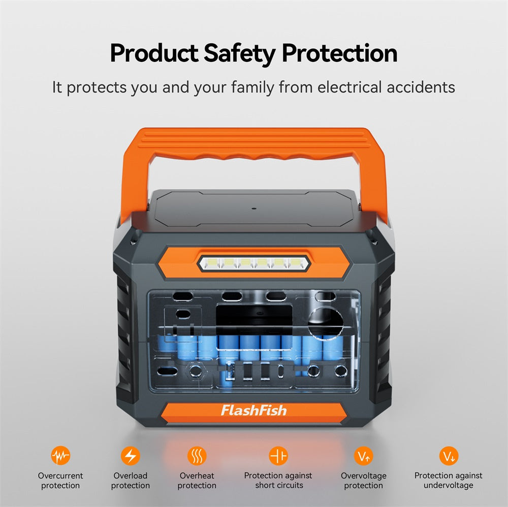 flashfish p66a 200w solar generator &foldable solar panel, portable power station battery pack with ac/usb/dc output, 144.3wh with multiple adapters for camping, gift home emergenc