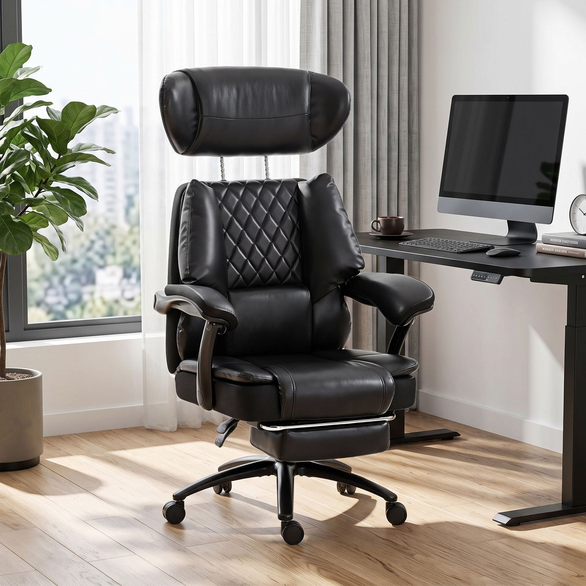 Big and Tall Office Chair with Adjustable Headrest, 500 lbs, Wide Seat, Lumbar Support, Desk Chair, Footrest