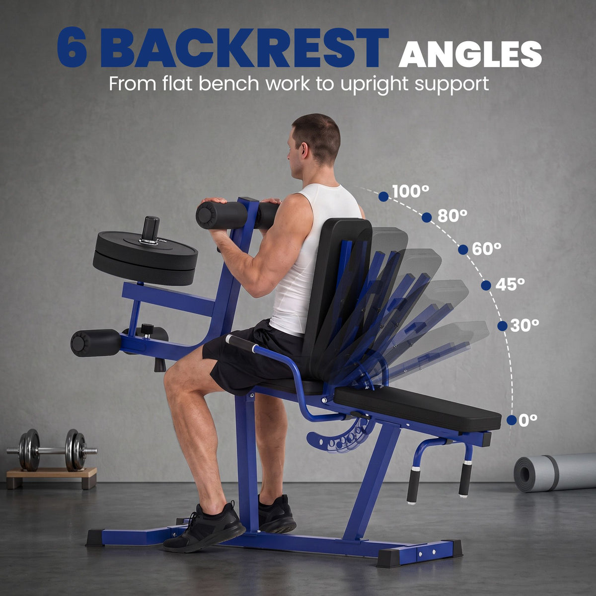 3-in-1 leg extension and curl machine, 660lbs heavy duty adjustable weight bench with leg developer, dark blue