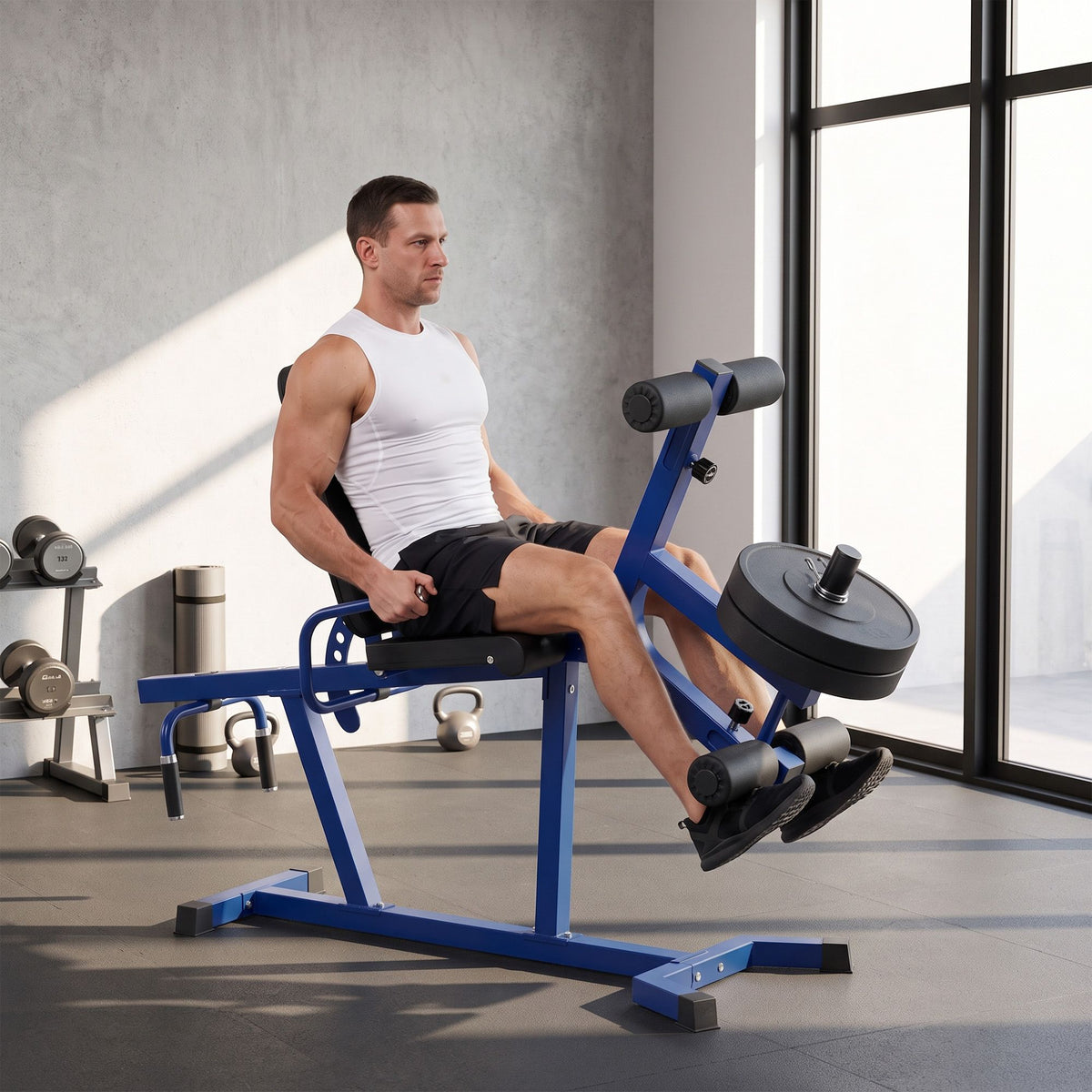 3-in-1 Leg Extension and Curl Machine, 660LBS Heavy Duty Adjustable Weight Bench with Leg Developer, Dark Blue
