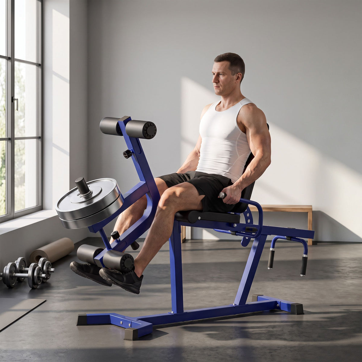 3-in-1 leg extension and curl machine, 660lbs heavy duty adjustable weight bench with leg developer, dark blue
