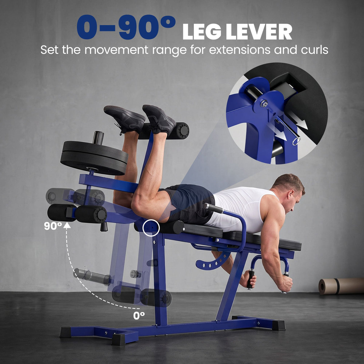 3-in-1 leg extension and curl machine, 660lbs heavy duty adjustable weight bench with leg developer, dark blue