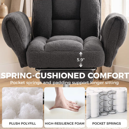 Criss Cross Office Chair with Flip-Up Armrests, Reclining Desk Chair with Wide Seat, Footrest, Wheels, Dark Gray