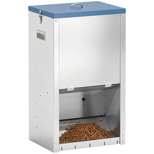 50lbs Automatic Dog Feeder, Galvanized Gravity Pet Feeder with Lockable Clear Door, Indoor and Outdoor Use