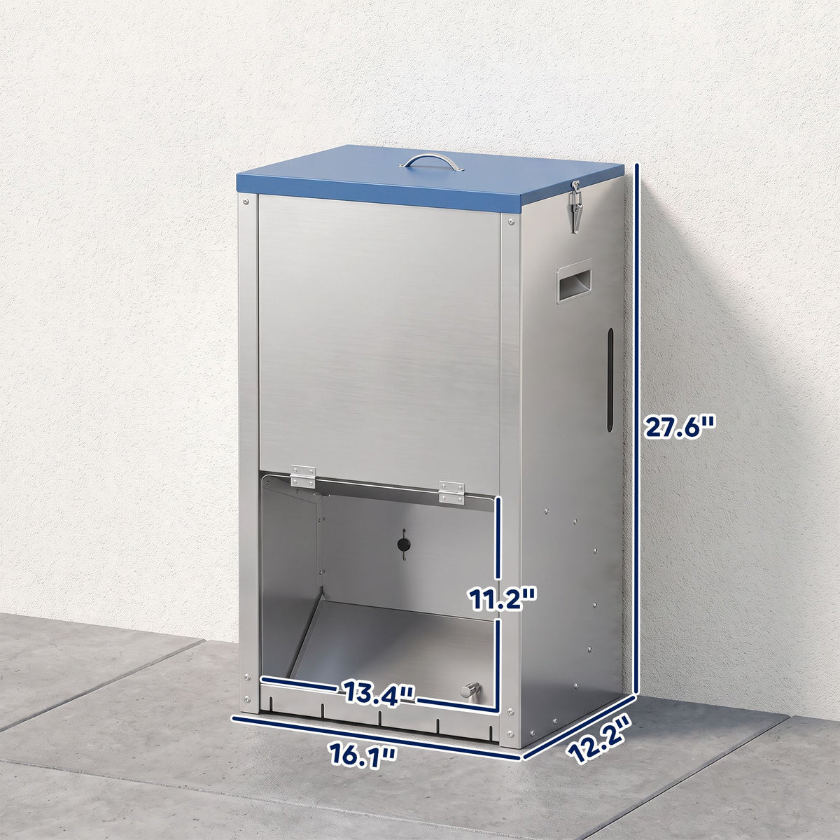 50lbs automatic dog feeder, galvanized gravity pet feeder with lockable clear door, indoor and outdoor use