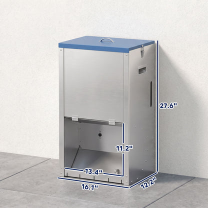 50lbs Automatic Dog Feeder, Galvanized Gravity Pet Feeder with Lockable Clear Door, Indoor and Outdoor Use