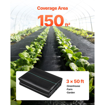 Weed Barrier Fabric Heavy Duty, 2 Packs 3x50FT 3.2oz Weed Blocker Fabric, Woven Landscape Fabrics, Garden Fabrics Weeds Barrier, Weeds Control Ground Cover, Geotextile Webbing, Black