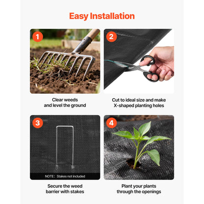 Weed Barrier Fabric Heavy Duty, 2 Packs 3x50FT 3.2oz Weed Blocker Fabric, Woven Landscape Fabrics, Garden Fabrics Weeds Barrier, Weeds Control Ground Cover, Geotextile Webbing, Black