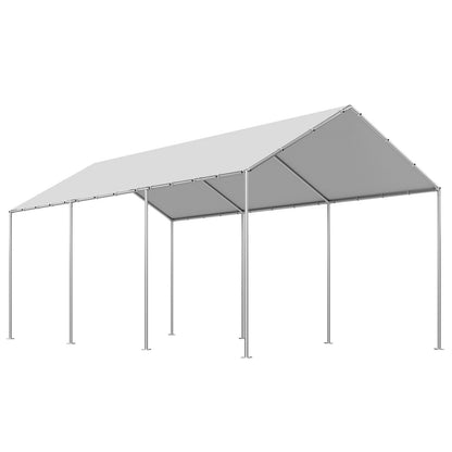 Carport Replacement Canopy, 10 x 20 ft Potable Garage Tent Top Tarp, UV-Resistant & Waterproof Car Shelter Tarp, Heavy Duty Car Port Cover with Ball Buggees, Grey, Frame Not Included