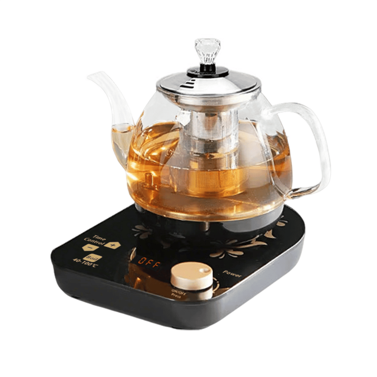 professional multi-functional glass teapot | 800ml fast heating, cooking and brewing integrated electric kettle with stainless steel filter
