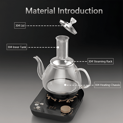 Professional multi-functional glass teapot | 800ml fast heating, cooking and brewing integrated electric kettle with stainless steel filter