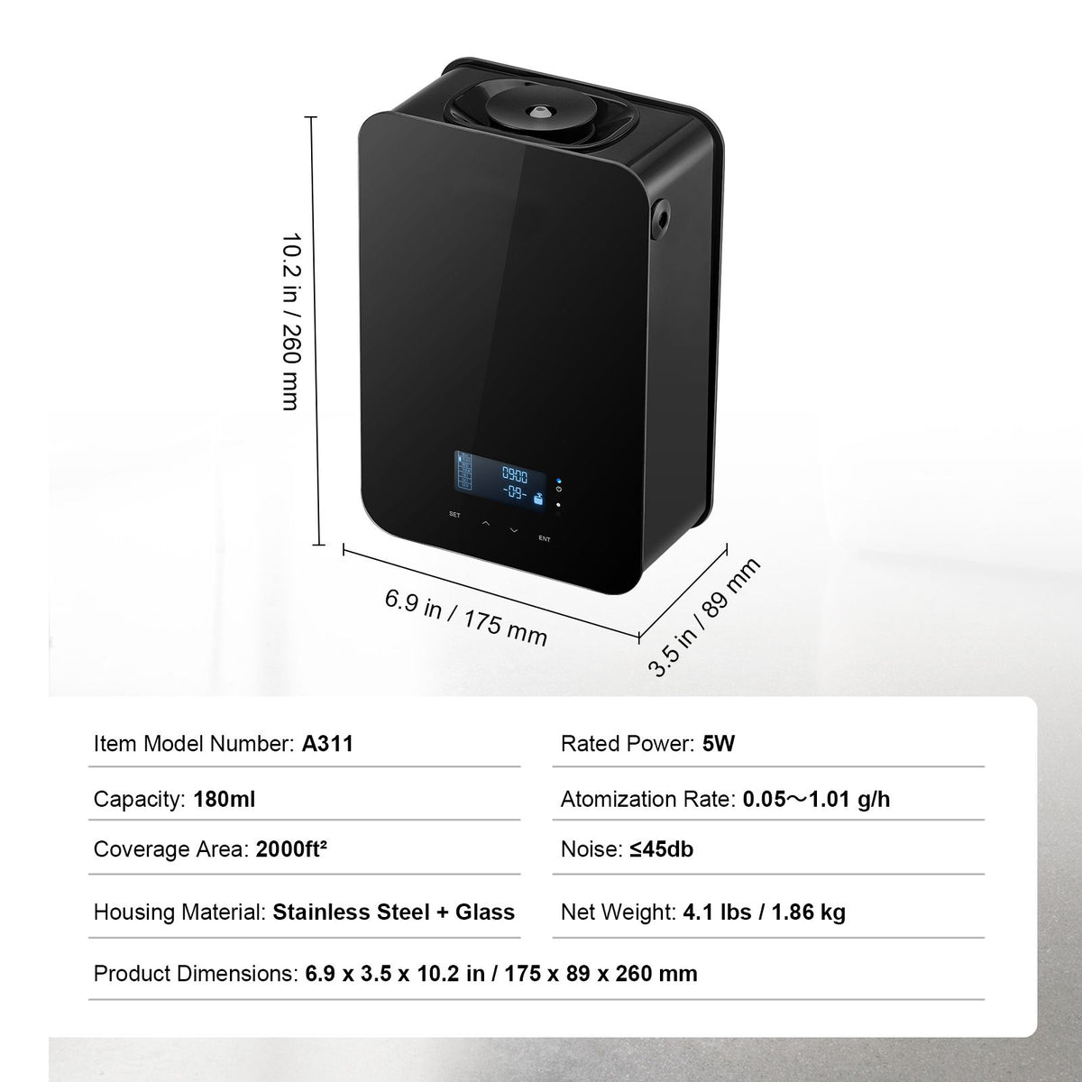 Scent Air Machine, 180ml Bluetooth Smart Essential Oil Diffuser, 2000sq.ft Waterless HVAC Scent Diffuser with Cold Air Technology, Aromatherapy Diffuser Machine for Home, Office, Hotel,