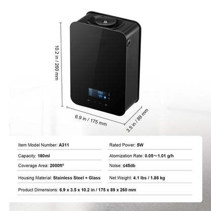 Scent Air Machine, 180ml Bluetooth Smart Essential Oil Diffuser, 2000sq.ft Waterless HVAC Scent Diffuser with Cold Air Technology, Aromatherapy Diffuser Machine for Home, Office, Hotel,