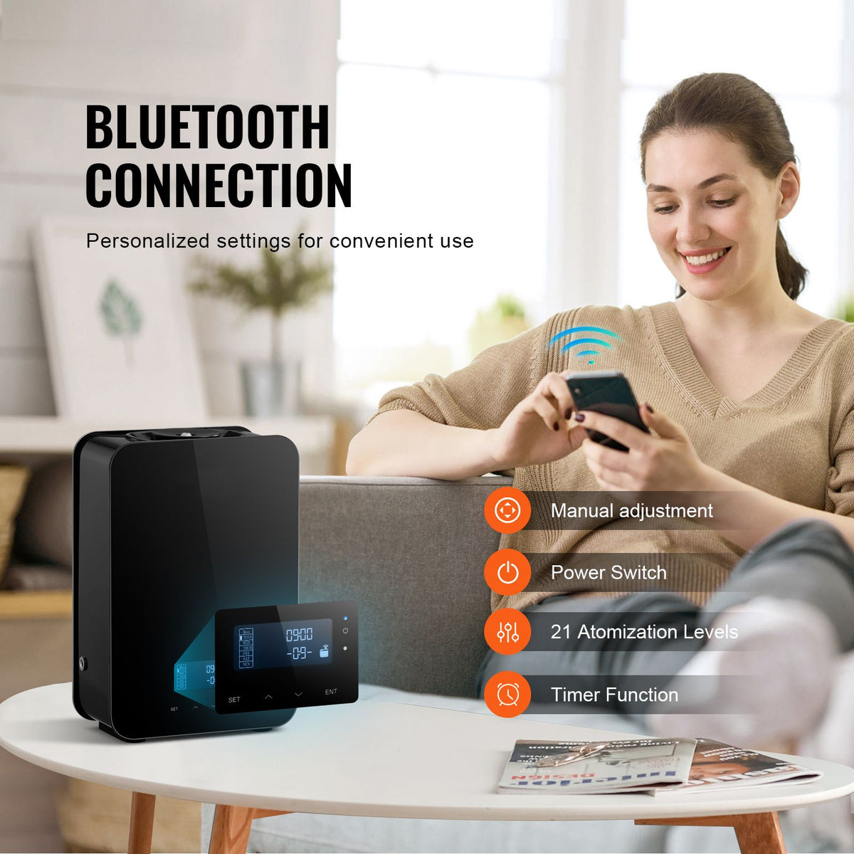 scent air machine, 180ml bluetooth smart essential oil diffuser, 2000sq.ft waterless hvac scent diffuser with cold air technology, aromatherapy diffuser machine for home, office, hotel,