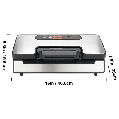 Vacuum Sealer Machine, 90Kpa 130W Powerful Dual Pump and Dual Sealing, Dry and Moist Food Storage, Automatic and Manual Air Sealing System with Built-in Cutter, with Seal Bag and External Hose