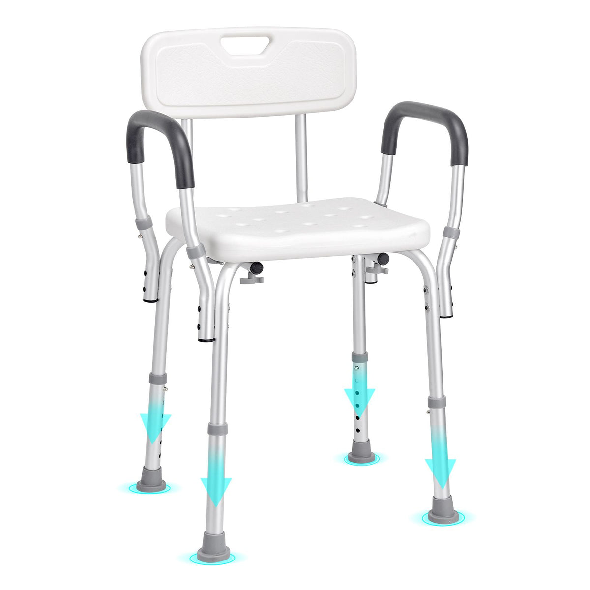 shower chair, shower seat with back, adjustable height shower stool, shower chair for inside shower bathtub, non-slip bathroom bench bath chair for elderly disabled handicap, 350 lbs capacity