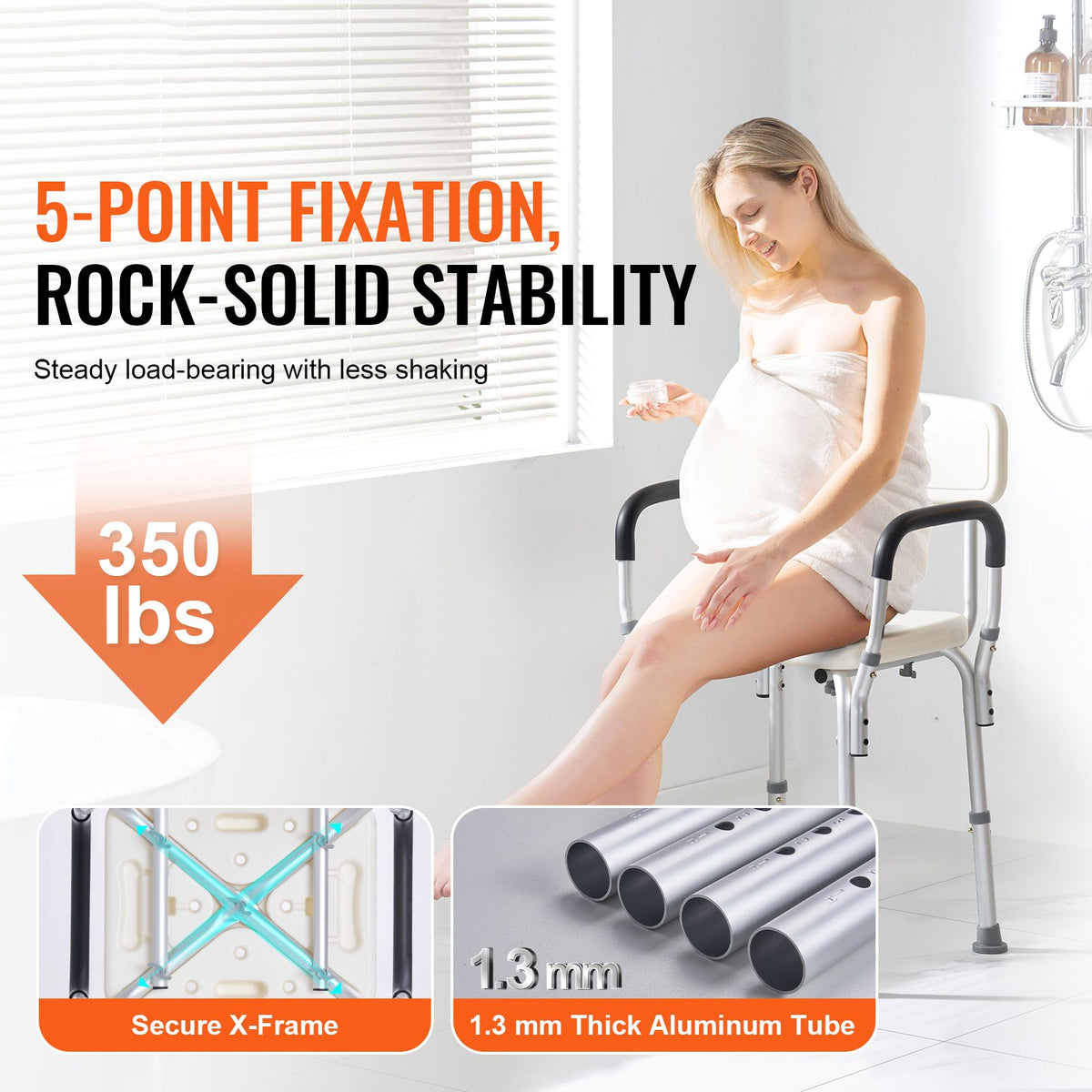 shower chair, shower seat with back, adjustable height shower stool, shower chair for inside shower bathtub, non-slip bathroom bench bath chair for elderly disabled handicap, 350 lbs capacity