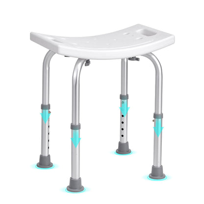 Shower Chair, Adjustable Height Shower Stool with Built-in Handles, Shower Seat for Inside Shower or Tub, Non-Slip Bench Bathtub Stool Seat for Elderly Disabled Handicap, 158.8 kg 