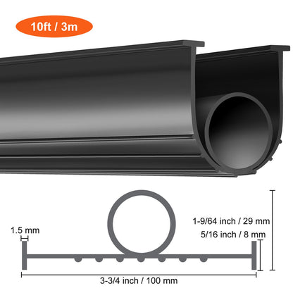Garage Door Seals Bottom Rubber, U Shape +O Ring Garage Door Weather Stripping, Universal Weatherproof Threshold Buffering Sealing Rubber , 5/16 inch T-ends and 3 3/4 inch Width (10 Ft, Black)