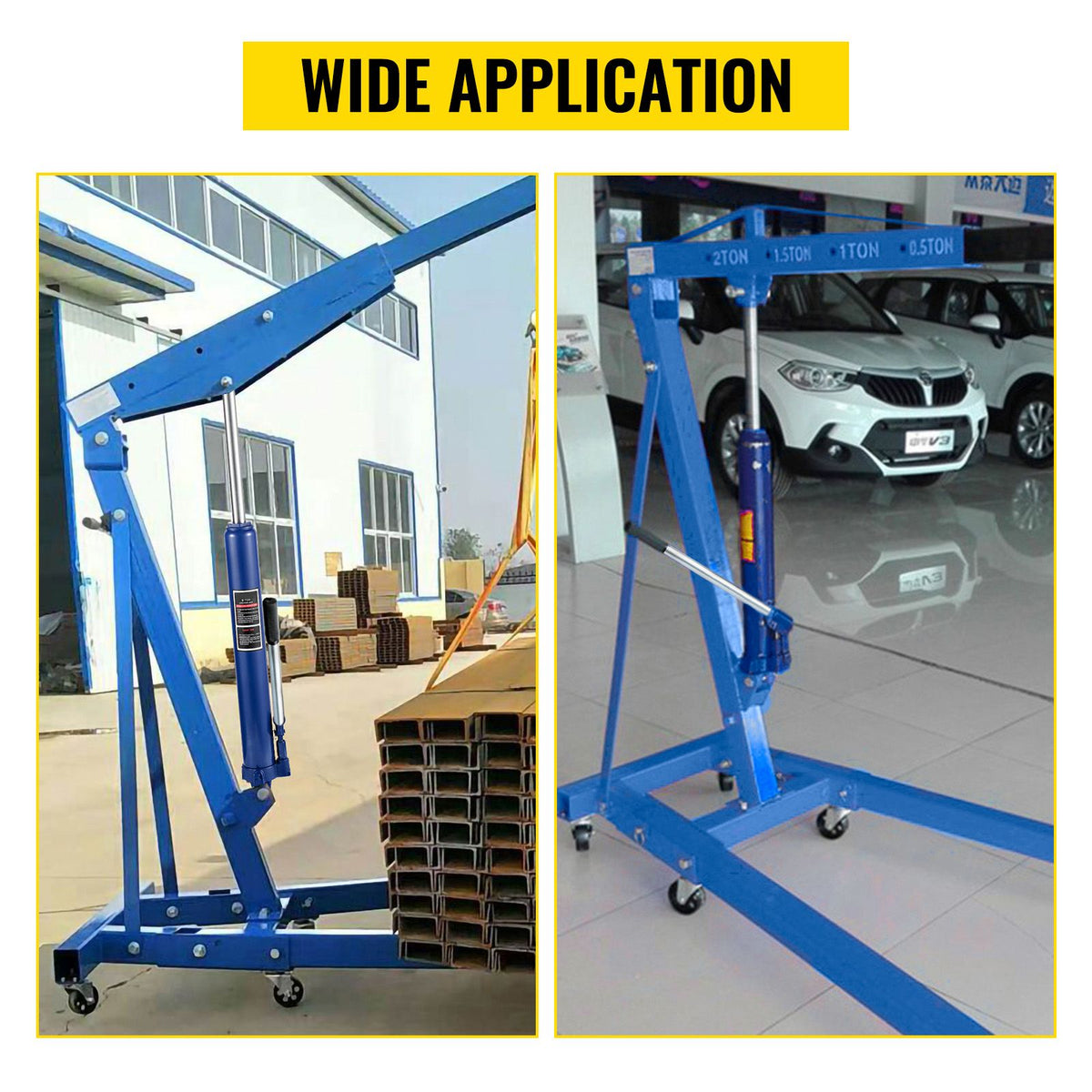 Hydraulic Long Ram Jack, 8 Tons/17363 lbs Capacity, with Single Piston Pump and Clevis Base, Manual Cherry Picker with Handle, for Garage/Shop Cranes, Engine Lift Hoist, Blue