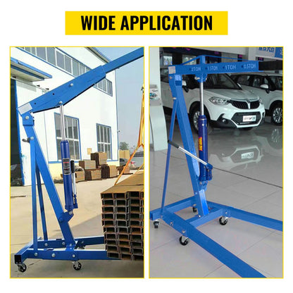 Hydraulic Long Ram Jack, 8 Tons/17363 lbs Capacity, with Single Piston Pump and Clevis Base, Manual Cherry Picker with Handle, for Garage/Shop Cranes, Engine Lift Hoist, Blue
