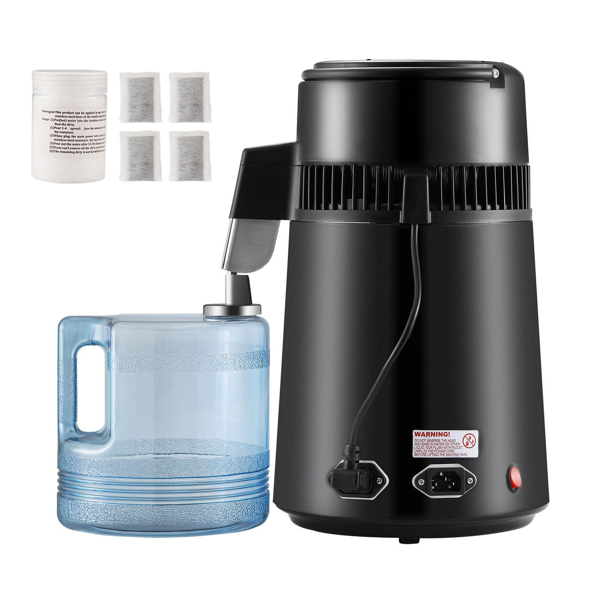 water distiller, 4l 1.05 gallon pure water purifier filter for home countertop, 750w distilled water maker, stainless steel interior distiller water making machine to make clean wa