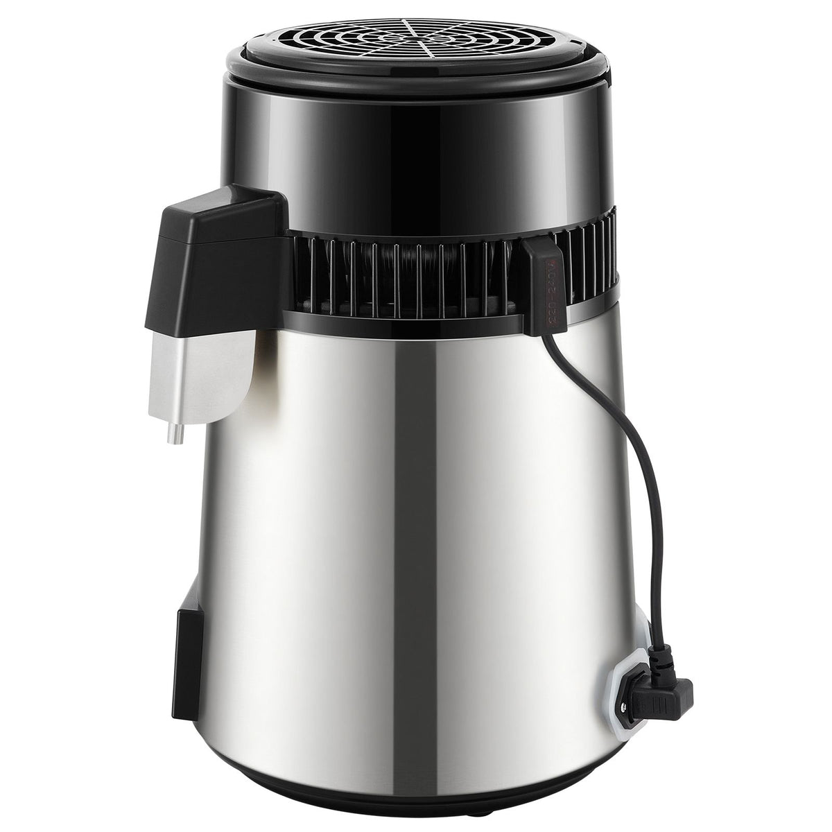 1.1 gal water distiller, 0.3 gal/h, 750w distilled water maker machine 0-99h timing set temp display, 304 stainless steel countertop distiller glass carafe cleaning powder 3 carbon