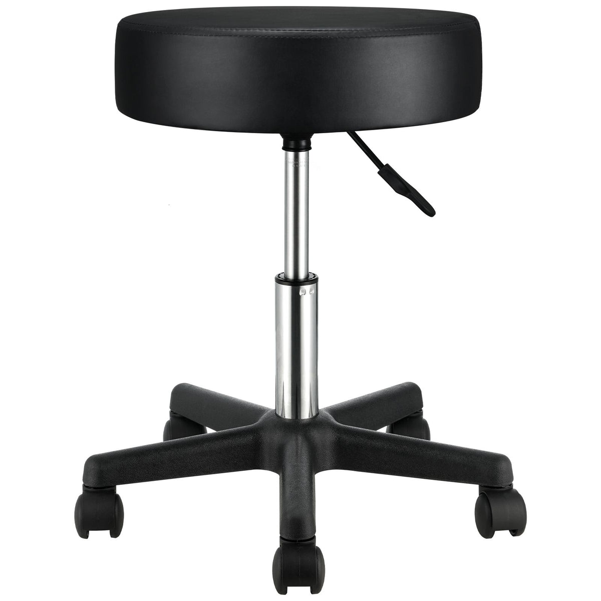 rolling stools with wheels, 400 lbs weight capacity adjustable height stool with ultra-thick seat cushion, swivel stools chair for salon, bar, home, office, tatoo, medical, massage, black