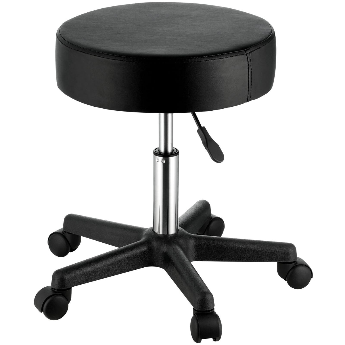 rolling stools with wheels, 400 lbs weight capacity adjustable height stool with ultra-thick seat cushion, swivel stools chair for salon, bar, home, office, tatoo, medical, massage, black